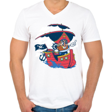 PRINTFASHION Kalóz - Férfi V-nyakú póló - Fehér