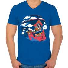 PRINTFASHION Kalóz - Férfi V-nyakú póló - Királykék férfi póló