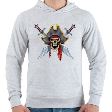PRINTFASHION Kalóz kardos koponya - Férfi kapucnis pulóver - Sport szürke férfi pulóver, kardigán