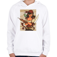 PRINTFASHION Kalóz nő - Gyerek kapucnis pulóver - Fehér