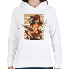 PRINTFASHION Kalóz nő - Női kapucnis pulóver - Fehér női pulóver, kardigán