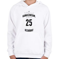 PRINTFASHION kamasz-25-black-white - Gyerek kapucnis pulóver - Fehér
