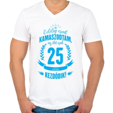 PRINTFASHION kamasz-25-cyan - Férfi V-nyakú póló - Fehér férfi póló