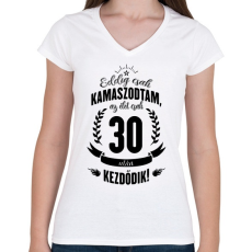 PRINTFASHION kamasz-30-black - Női V-nyakú póló - Fehér