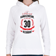 PRINTFASHION kamasz-30-black-red - Női kapucnis pulóver - Fehér női pulóver, kardigán