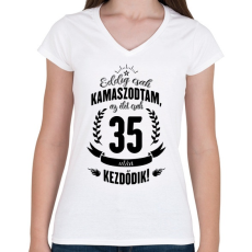 PRINTFASHION kamasz-35-black - Női V-nyakú póló - Fehér