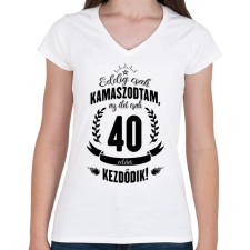 PRINTFASHION kamasz-40-black - Női V-nyakú póló - Fehér női póló