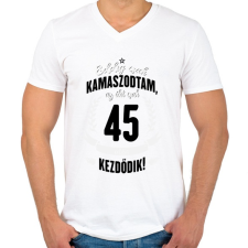 PRINTFASHION kamasz-45-black-white - Férfi V-nyakú póló - Fehér férfi póló