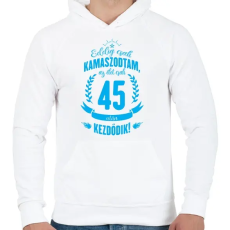 PRINTFASHION kamasz-45-cyan - Férfi kapucnis pulóver - Fehér