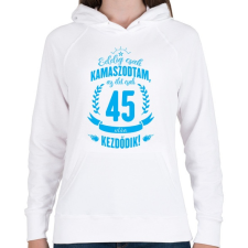 PRINTFASHION kamasz-45-cyan - Női kapucnis pulóver - Fehér női pulóver, kardigán