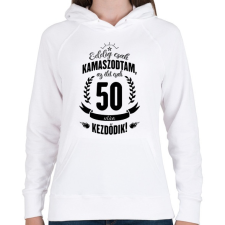 PRINTFASHION kamasz-50-black - Női kapucnis pulóver - Fehér női pulóver, kardigán