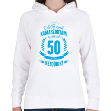 PRINTFASHION kamasz-50-cyan - Női kapucnis pulóver - Fehér női pulóver, kardigán