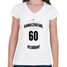 PRINTFASHION kamasz-60-black-white - Női V-nyakú póló - Fehér női póló