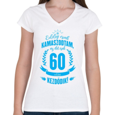 PRINTFASHION kamasz-60-cyan - Női V-nyakú póló - Fehér női póló