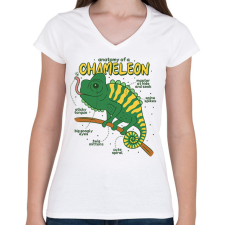 PRINTFASHION Kaméleon anatómia - Női V-nyakú póló - Fehér női póló