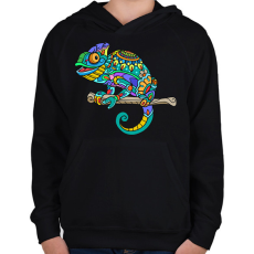 PRINTFASHION Kaméleon  - Gyerek kapucnis pulóver - Fekete