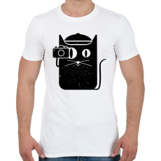 PRINTFASHION Kamerás cica - Férfi póló - Fehér