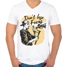 PRINTFASHION Kamerás fókuszban - Férfi V-nyakú póló - Fehér férfi póló