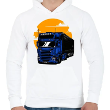 PRINTFASHION Kamion  - Férfi kapucnis pulóver - Fehér férfi pulóver, kardigán