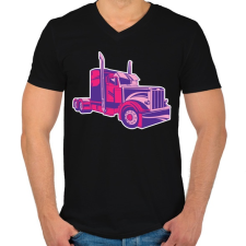 PRINTFASHION Kamion - Férfi V-nyakú póló - Fekete férfi póló