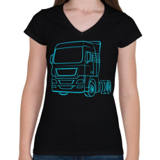 PRINTFASHION Kamion  - Női V-nyakú póló - Fekete