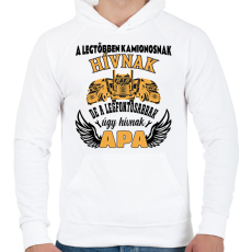 PRINTFASHION Kamionos apa - Férfi kapucnis pulóver - Fehér