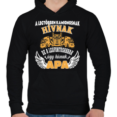 PRINTFASHION Kamionos apa - Férfi kapucnis pulóver - Fekete