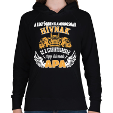 PRINTFASHION Kamionos apa - Női kapucnis pulóver - Fekete