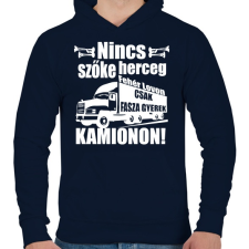 PRINTFASHION Kamionos Fehér - Férfi kapucnis pulóver - Sötétkék férfi pulóver, kardigán