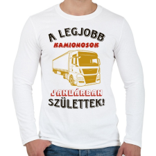 PRINTFASHION Kamionos szülinapja január - Férfi hosszú ujjú póló - Fehér férfi póló