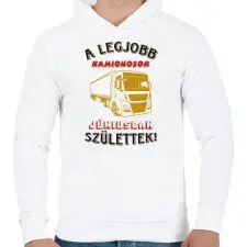 PRINTFASHION Kamionos szülinapja június - Férfi kapucnis pulóver - Fehér férfi pulóver, kardigán