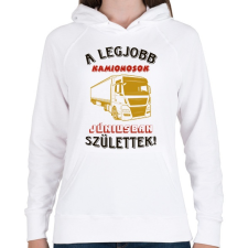 PRINTFASHION Kamionos szülinapja június - Női kapucnis pulóver - Fehér női pulóver, kardigán