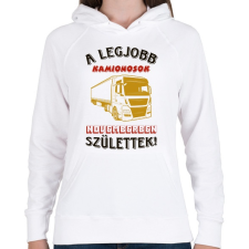 PRINTFASHION Kamionos szülinapja november - Női kapucnis pulóver - Fehér női pulóver, kardigán