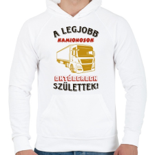 PRINTFASHION Kamionos szülinapja október - Férfi kapucnis pulóver - Fehér férfi pulóver, kardigán