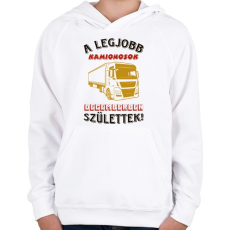 PRINTFASHION Kamionos szülinapja színes - Gyerek kapucnis pulóver - Fehér