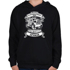 PRINTFASHION Kamionsofőr apa - Gyerek kapucnis pulóver - Fekete