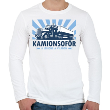 PRINTFASHION Kamionsofőr - a legjobb a világon - Férfi hosszú ujjú póló - Fehér férfi póló
