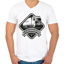 PRINTFASHION Kamionsofőr - A legjobb - Férfi V-nyakú póló - Fehér férfi póló