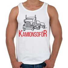 PRINTFASHION Kamionsofőr - Vonalas - Férfi atléta - Fehér atléta, trikó