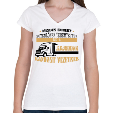 PRINTFASHION Kamiont vezetnek - Női V-nyakú póló - Fehér