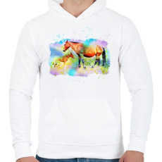 PRINTFASHION kanca és kiscsikója - Férfi kapucnis pulóver - Fehér