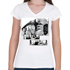PRINTFASHION Kaneki minta (Tokyo Ghoul) - Női V-nyakú póló - Fehér