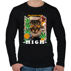 PRINTFASHION Kannabisz cica - Férfi hosszú ujjú póló - Fekete