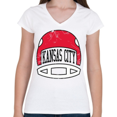 PRINTFASHION Kansas city - Női V-nyakú póló - Fehér