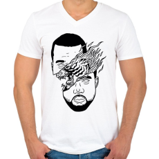 PRINTFASHION Kanye West - Férfi V-nyakú póló - Fehér