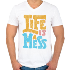 PRINTFASHION Káosz - Férfi V-nyakú póló - Fehér férfi póló