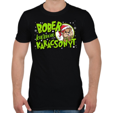 PRINTFASHION Karácsony Bober xmas - Férfi póló - Fekete férfi póló