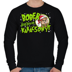 PRINTFASHION Karácsony Bober xmas - Férfi pulóver - Fekete