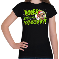 PRINTFASHION Karácsony Bober xmas - Női póló - Fekete