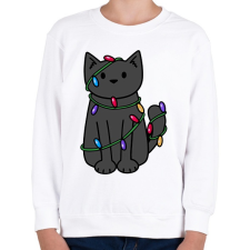 PRINTFASHION Karácsony cica - Gyerek pulóver - Fehér gyerek pulóver, kardigán